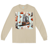 Mushroom forklift seamless pattern Long Sleeve Tee - BundleAndBundleShop
