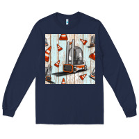 Navy forklift seamless pattern Long Sleeve Tee - BundleAndBundleShop