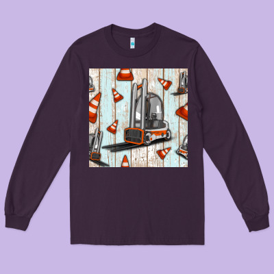 Forklift Seamless Pattern Long Sleeve Tee Designed By Bundleandbundleshop