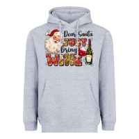 Heather Grey dear santa just bring wine Heavyweight Hoodie - MaliasSmallBusiness