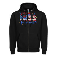 Black little miss firecracker Zipper Hoodie - MaliasSmallBusiness