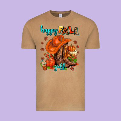 Happy Fall Y'all  Cowgirl Vintage Tee Designed By Adodesignshop