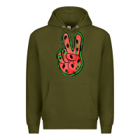 Army Green watermelon peace sign Premium Hoodie - Jasminsmagicworld