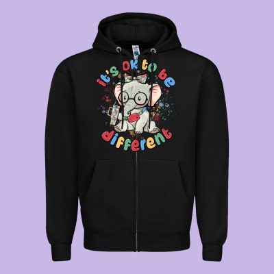 It's Ok To Be Different Zipper Hoodie Designed By Maliassmallbusiness