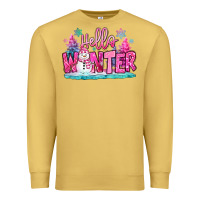 Antique Gold hello winter pink snowman Premium Sweatshirt - MaliasSmallBusiness
