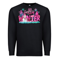 Black hello winter pink snowman Premium Sweatshirt - MaliasSmallBusiness