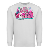Dove Grey hello winter pink snowman Premium Sweatshirt - MaliasSmallBusiness