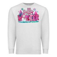 Oatmeal Heather hello winter pink snowman Premium Sweatshirt - MaliasSmallBusiness