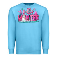 Ocean Blue hello winter pink snowman Premium Sweatshirt - MaliasSmallBusiness