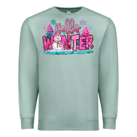 Seafoam hello winter pink snowman Premium Sweatshirt - MaliasSmallBusiness