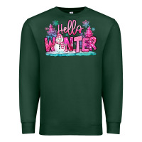 Sports Green hello winter pink snowman Premium Sweatshirt - MaliasSmallBusiness