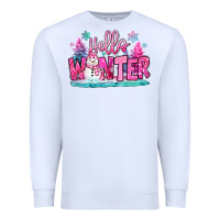 White hello winter pink snowman Premium Sweatshirt - MaliasSmallBusiness