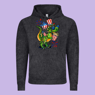 4th Of July T-rex Vintage Hoodie Designed By Cowgirlartshop