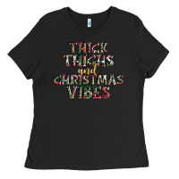 Black thick thighs and Christmas vibes Ladies Tee - AdoDesignShop