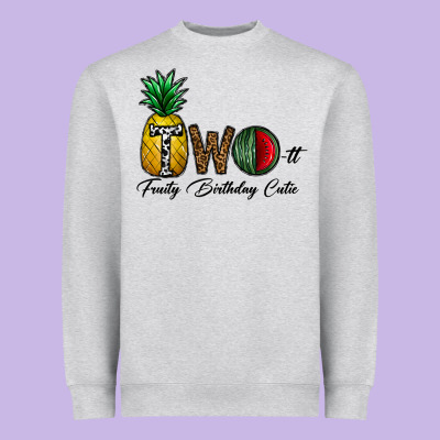 Two Fruity Birthday Cutie Heavyweight Sweatshirt Designed By Cowhidedigitalart