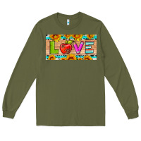 Army Green love and sunflower with pen and apple license plate template Long Sleeve Tee - Artiststas