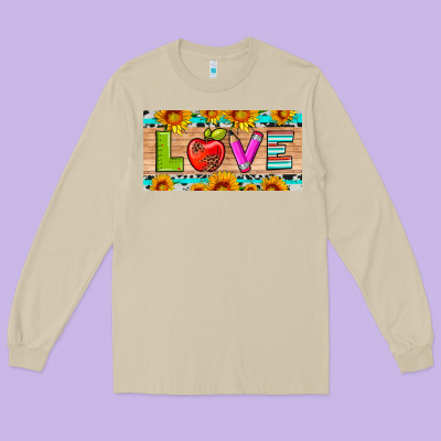 Love And Sunflower With Pen And Apple License Plate Template Long Sleeve Tee Designed By Artiststas