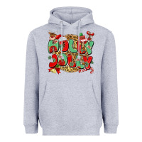 Heather Grey holly jolly christmas Heavyweight Hoodie - MaliasSmallBusiness