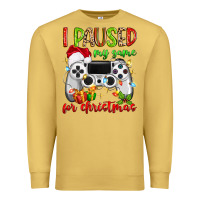 Antique Gold i paused my game for christmas Premium Sweatshirt - MaliasSmallBusiness