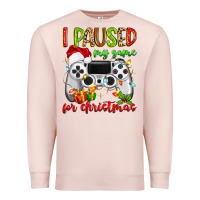Pale Pink i paused my game for christmas Premium Sweatshirt - MaliasSmallBusiness