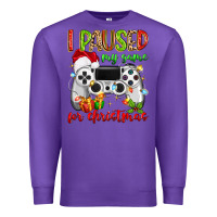 Purple i paused my game for christmas Premium Sweatshirt - MaliasSmallBusiness