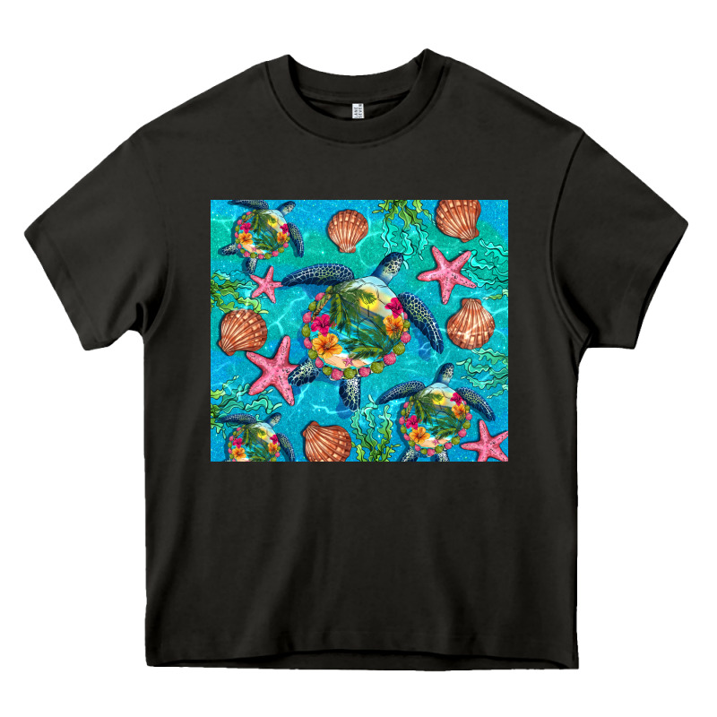 Turtle Summer Seashells Starfish Seaweed Heavy Core Tee by Artiststas | Teevron