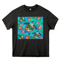 Asphalt Turtle summer seashells starfish seaweed Heavy Core Tee - Artiststas