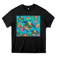 Black Turtle summer seashells starfish seaweed Heavy Core Tee - Artiststas