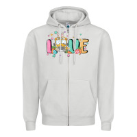 Dove Grey love school bus Zipper Hoodie - MaliasSmallBusiness