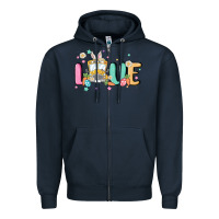 Navy love school bus Zipper Hoodie - MaliasSmallBusiness