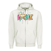 Oatmeal Heather love school bus Zipper Hoodie - MaliasSmallBusiness