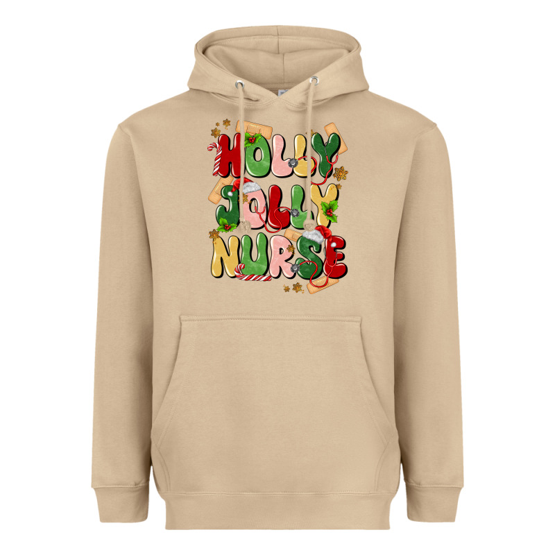 Holly Jolly Nurse Heavyweight Hoodie by MaliasSmallBusiness | Teevron