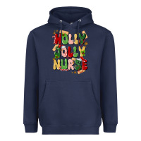 Navy holly jolly nurse Heavyweight Hoodie - MaliasSmallBusiness