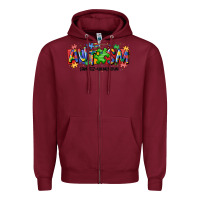 Burgundy autism awtizuhm noun Zipper Hoodie - MaliasSmallBusiness