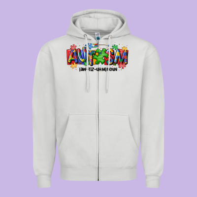 Autism Awtizuhm Noun Zipper Hoodie Designed By Maliassmallbusiness