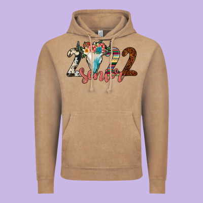2022 Senior Bull Skull Vintage Hoodie Designed By Jahusdesignshop