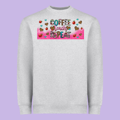 Coffee Teach Repeat Teacher Libbey Glass Heavyweight Sweatshirt Designed By Hra Design Shop