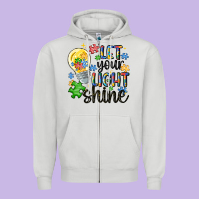 Let Your Light Shine Zipper Hoodie Designed By Maliassmallbusiness