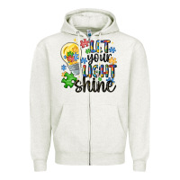 Oatmeal Heather let your light shine Zipper Hoodie - MaliasSmallBusiness