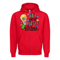 Red let your light shine Zipper Hoodie - MaliasSmallBusiness