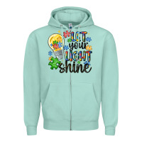 Seafoam let your light shine Zipper Hoodie - MaliasSmallBusiness