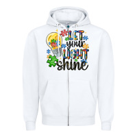 White let your light shine Zipper Hoodie - MaliasSmallBusiness