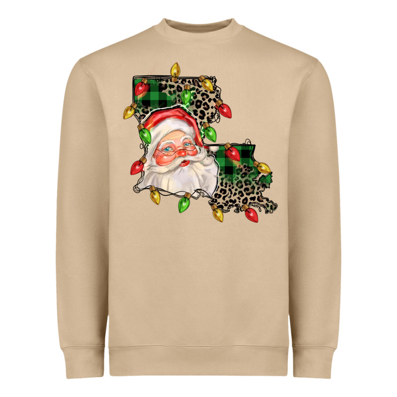 Louisiana Map Christmas Santa Heavyweight Sweatshirt by FaDigitalArtStudio | Teevron
