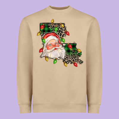 Louisiana Map Christmas Santa Heavyweight Sweatshirt Designed By Fadigitalartstudio
