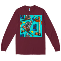 Burgundy construction vehicles Long Sleeve Tee - BundleAndBundleShop