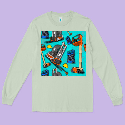 Construction Vehicles Long Sleeve Tee Designed By Bundleandbundleshop