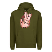 Army Green Floral Argyle Peace Sign Premium Hoodie - Jasminsmagicworld