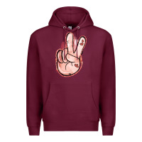 Burgundy Floral Argyle Peace Sign Premium Hoodie - Jasminsmagicworld