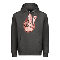 Charcoal Heather Floral Argyle Peace Sign Premium Hoodie - Jasminsmagicworld