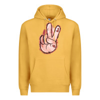 Mustard Floral Argyle Peace Sign Premium Hoodie - Jasminsmagicworld